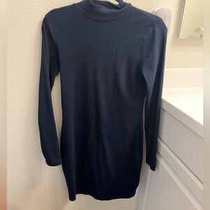 Navy mock neck long sleeve dress